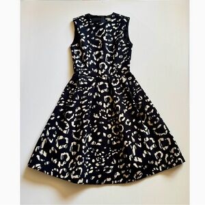 H&M Black and Cream Leopard Print Mini Scuba Dress Size 2 Date Night Cocktail